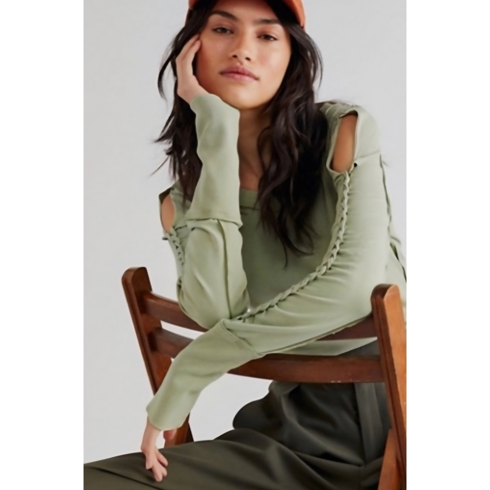 We The Free Daisy Chain Cuff Top Green Small